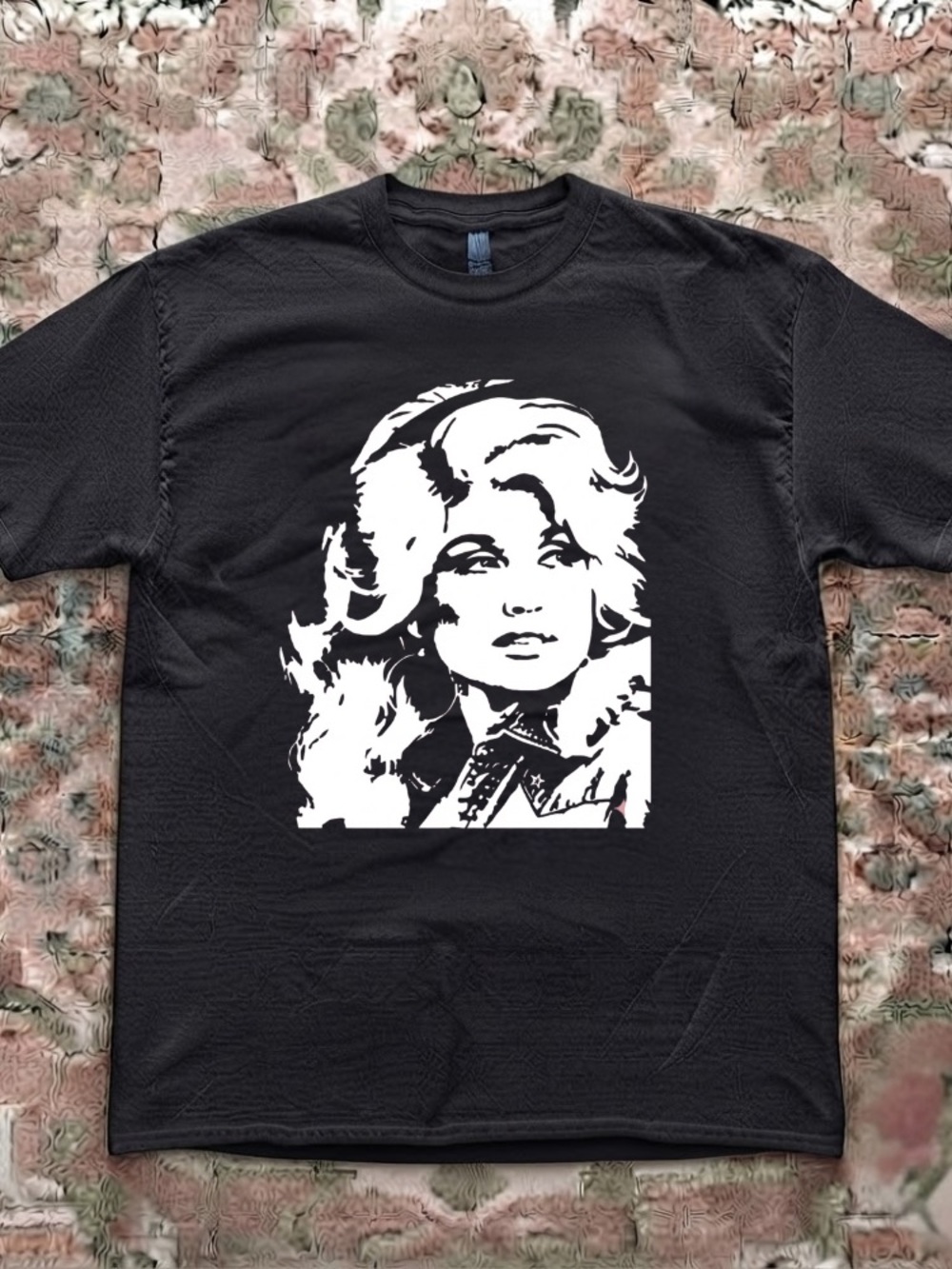 Dolly Parton Silhouette Stencil Pop Art Minimalist Vintage Black T-Shirt